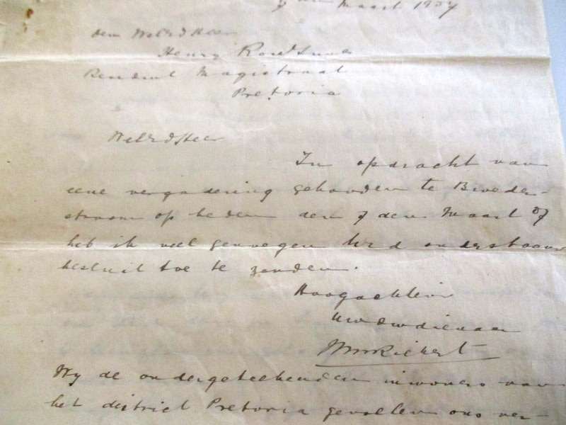 A DOCUMENT / PETITION ?? DATED 1907 AND WRITTEN IN HIGH DUTCH WITH 6 PAGES OF SIGNATURES--READ