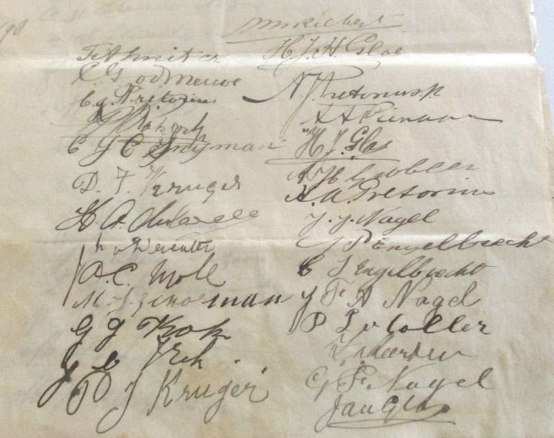 A DOCUMENT / PETITION ?? DATED 1907 AND WRITTEN IN HIGH DUTCH WITH 6 PAGES OF SIGNATURES--READ