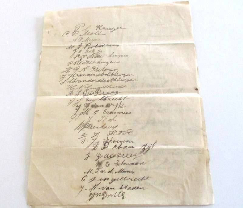 A DOCUMENT / PETITION ?? DATED 1907 AND WRITTEN IN HIGH DUTCH WITH 6 PAGES OF SIGNATURES--READ