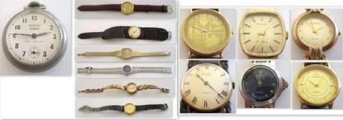 A POCKET WATCH AND SIX OTHER WATCHES--NOT WORKING,QUARTZ NOT TESTED