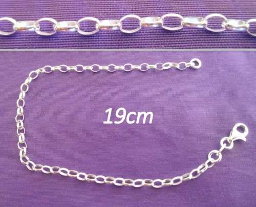 A STERLING SILVER OVULE CABLE BRACELET--19cm-NEW