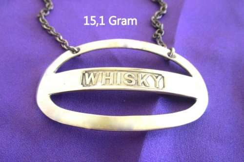 A  HALLMARKED SILVER WHISKEY DECANTER LABEL----15,1 Gram--CHESTER 1913