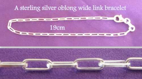 A STERLING SILVER WIDE LINK BRACELET  19cm--NEW