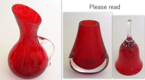 3 RED GLASS ITEMS---PLEASE READ
