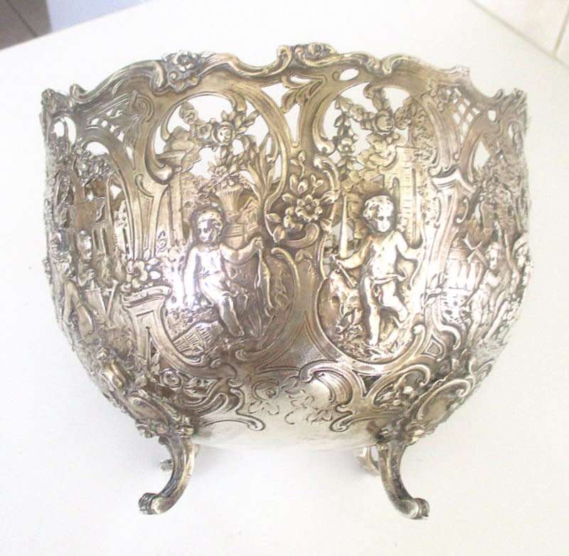 FOR VAN G ONLY---AN ANTIQUE GERMAN HALLMARKED LARGE ,800 SILVER ROCOCO STYLE BOWL---670gram