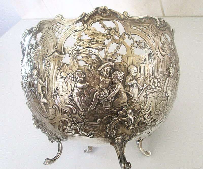 FOR VAN G ONLY---AN ANTIQUE GERMAN HALLMARKED LARGE ,800 SILVER ROCOCO STYLE BOWL---670gram