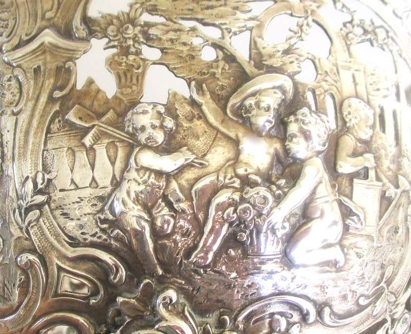 FOR VAN G ONLY---AN ANTIQUE GERMAN HALLMARKED LARGE ,800 SILVER ROCOCO STYLE BOWL---670gram