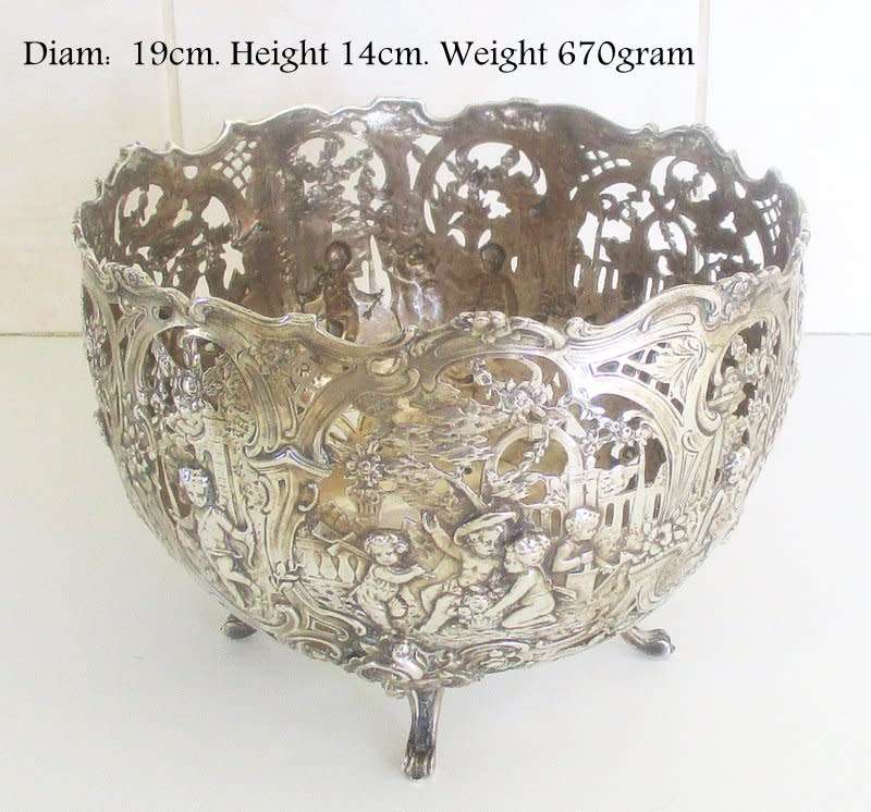 FOR VAN G ONLY---AN ANTIQUE GERMAN HALLMARKED LARGE ,800 SILVER ROCOCO STYLE BOWL---670gram