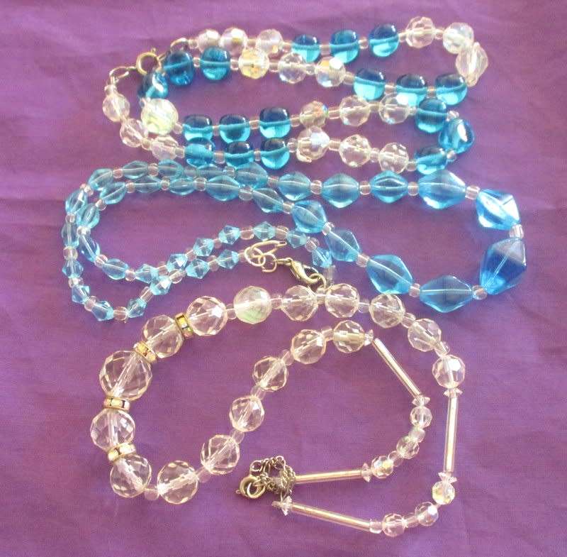 3 VINTAGE GLASS BEADED NECKLACES