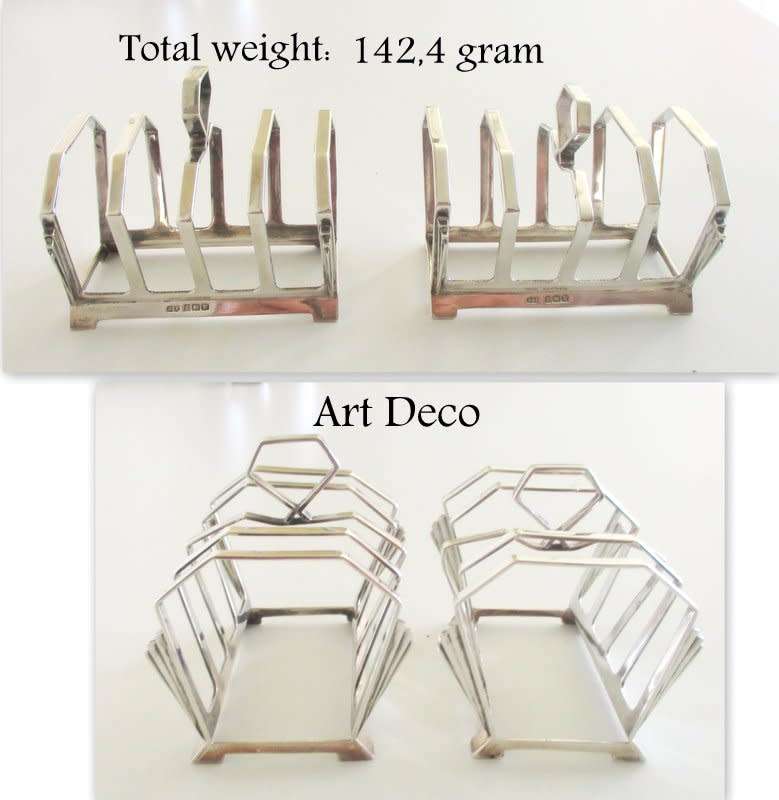 A PAIR OF ART DECO TOAST RACKS--TOTAL WEIGHT  142,4gram