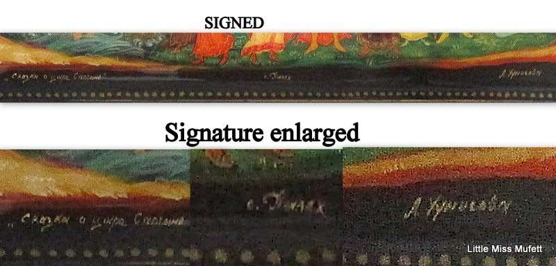 AN INTRICATE DETAILED HAND PAINTED RUSSIAN TRINKET BOX----SIGNED