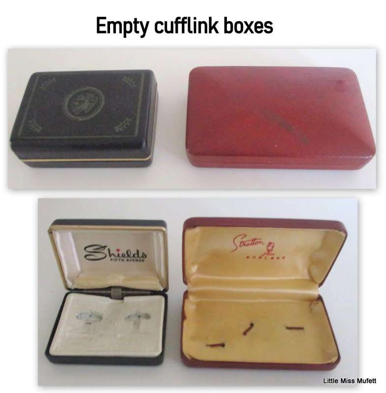7 PAIRS OF CUFFLINKS,STUDS AND SOME EMPTY BOXES FOR CUFFLINKS
