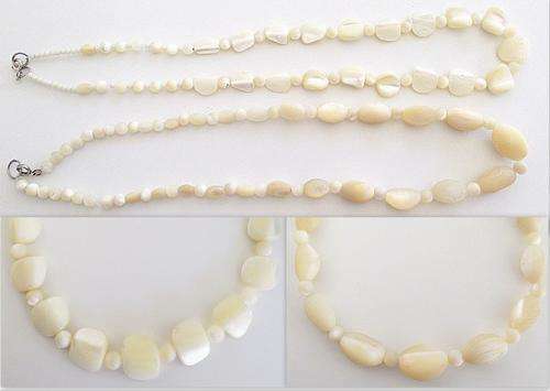 2 MOTHER-OF-PEARL BEADED NECKLACES