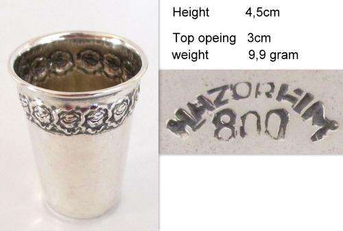 A SILVER KIDDISH CUP STAMPED ,800 --MADE BY HARZOFIM