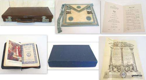 GRAND LODGE ITEMS IN A LEATHER SUITCASE