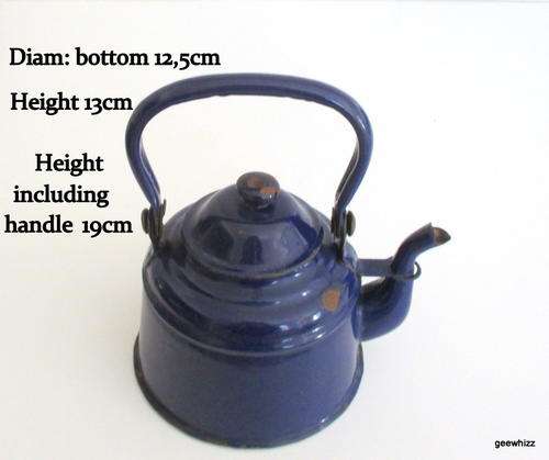 A VINTAGE BLUE ENAMEL KETTLE--PLEASE READ DESCRIPTION