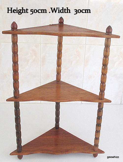 A SMALL CORNER WALL SHELF---CAN BE POSTED--NOTE