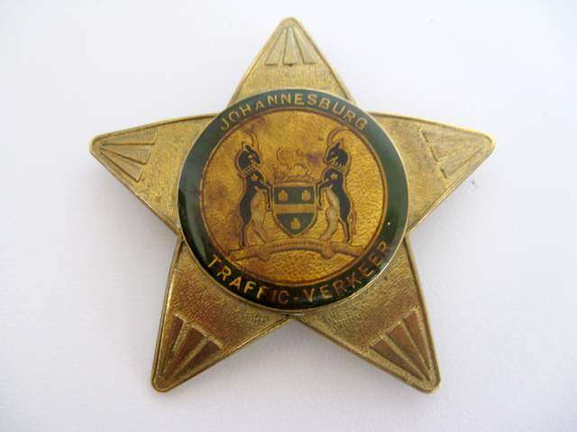 A JOHANNESBURG TRAFFIC DEPARTMENT BADGE.
