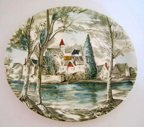 A JOHNSON BROS FISH SIZE DINNER PLATE---Dream Town pattern--4 AVAILABLE--Bid is per plate
