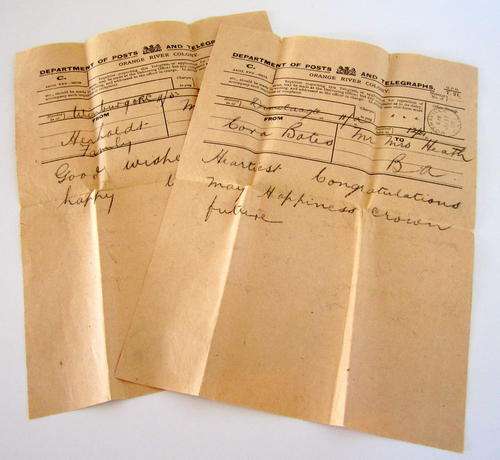 2 TELEGRAMS DATE STAMPED 1908
