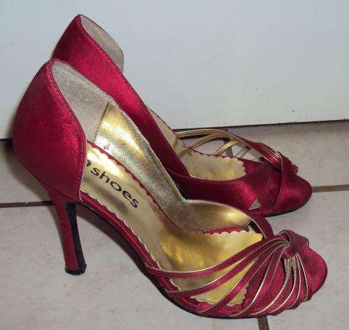 Red Satin and gold shoes from YDE