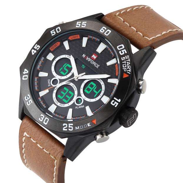 NEW NAVIFORCE MILITARY WATCH - CASUAL LEATHERBAND ANALOGUE/DIGITAL WATCH.