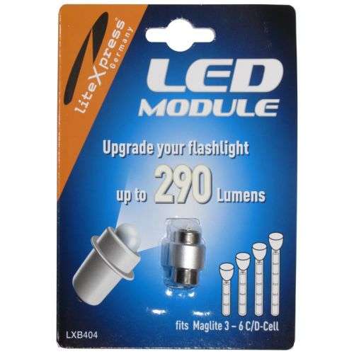 290 Lumen LED Upgrade for 3 to 6 D Maglite Torches