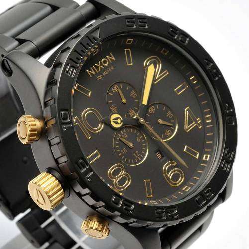 Nixon 51-30 Chrono Men's Watch - Matte Black & Gold