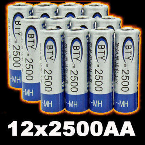 12 x AA 2500 mAh Rechargeable Ni-MH Batteries Cell