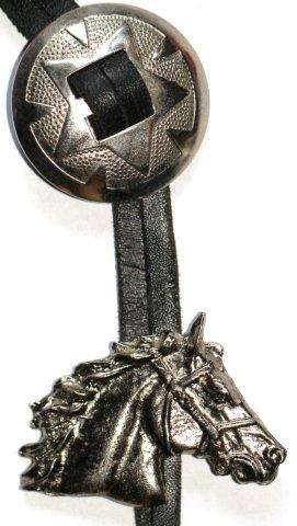 VINTAGE BOLO TIE - HORSE HEAD SLIDER - ENGLAND