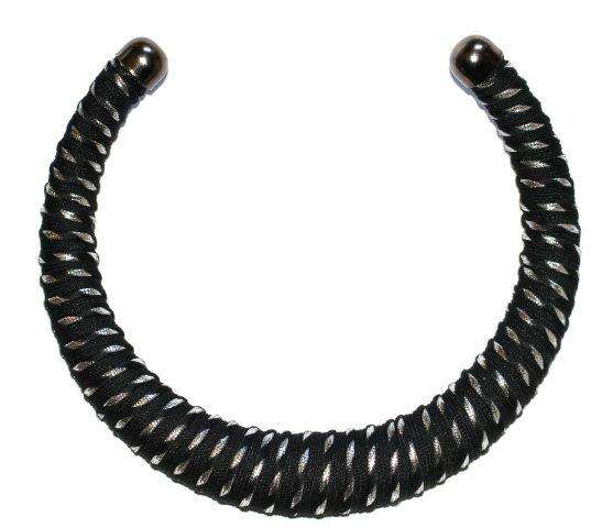 STYLISH DOG COLLAR NECKLACE - BLACK / SILVER