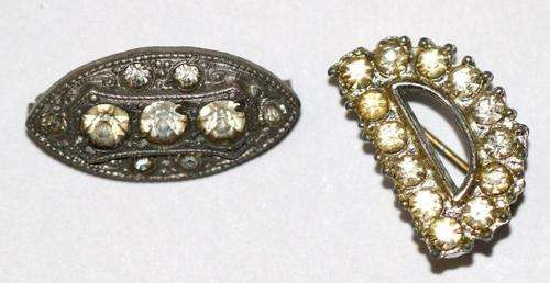 LOT OF 2 VINTAGE SILVERTONE RHINESTONE BROOCHES