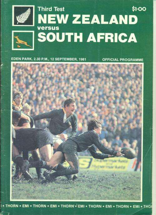 Programme All Blacks vs Springboks 12-9-1981 3rd test