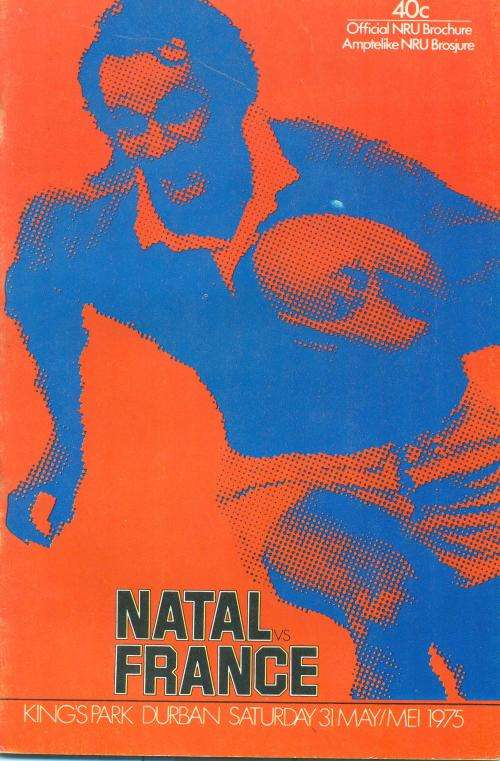 Rugby programme Natal vs France 31-5-1975
