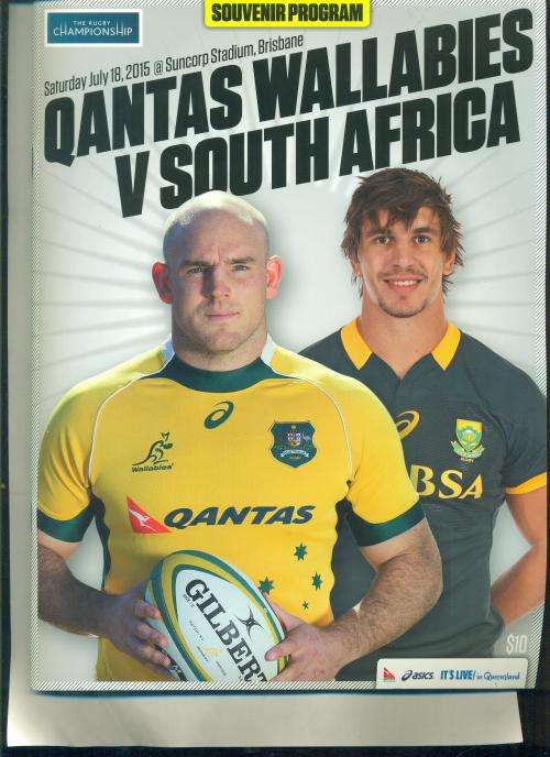 Rugby programme Australia vs Springboks 18 July 2015