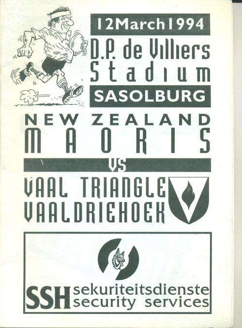 Rugby programme NZ Maoris vs Vaal Triangle 12-3-1994