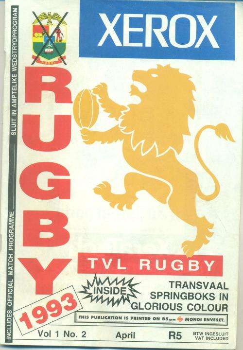 Rugby Programme Transvaal vs North Harbour17-4-1993