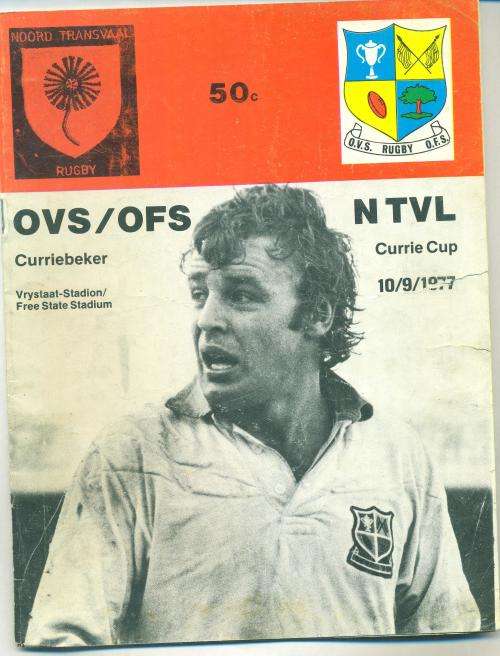 Rugby programme OFS vs N Tvl 10-9-1977