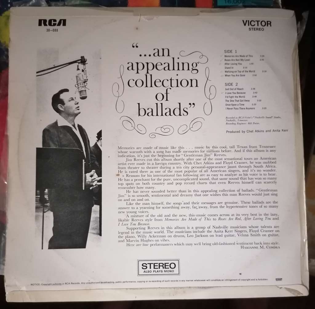 JIM REEVES, GENTLEMAN JIM  LP