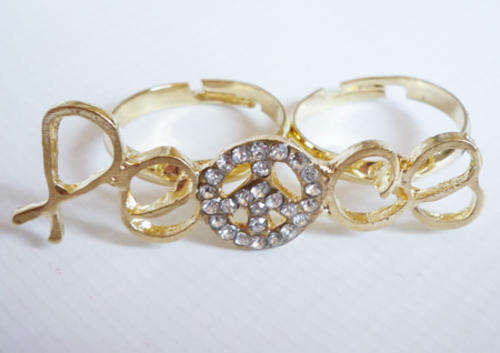 CUTE DOUBLE FINGER PEACE RING!!