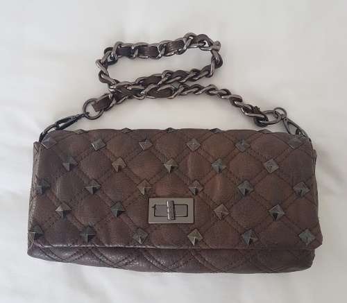 BROWN STUDDED ALSO CLUTCH BAG!