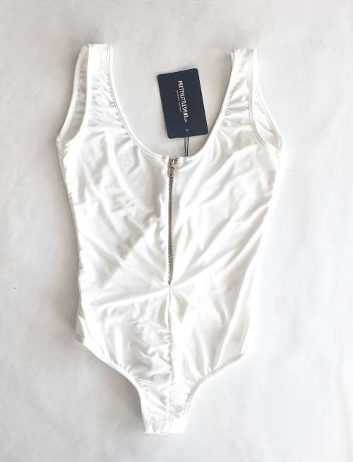 SLINKY WHITE BODYSUIT WITH SCOOP BACK!