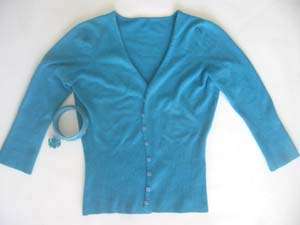 GORGEOUS TURQUOISE CARDI,FLORAL BANGLE AND CRYSTAL RING COMBO!!