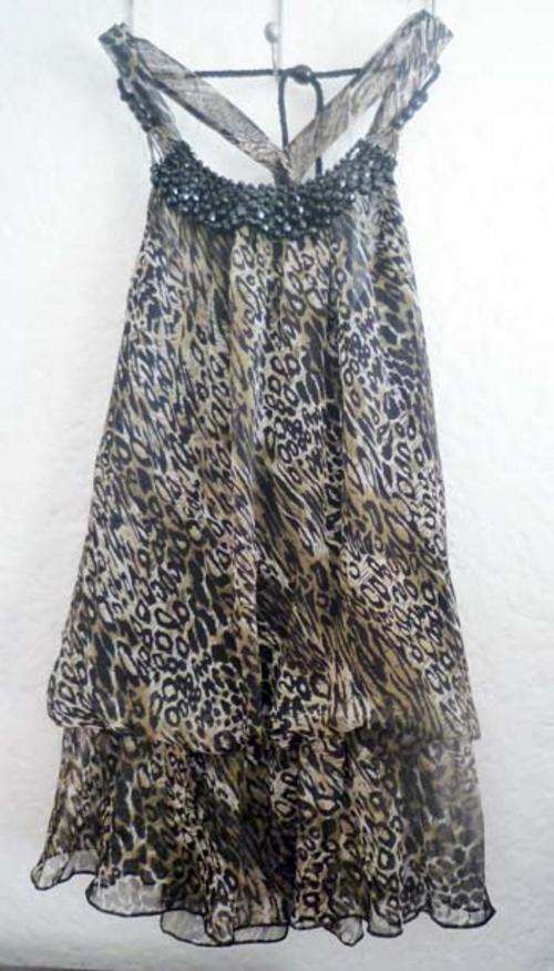 STUNNING ANIMAL PRINT CHIFFON COCKTAIL DRESS!