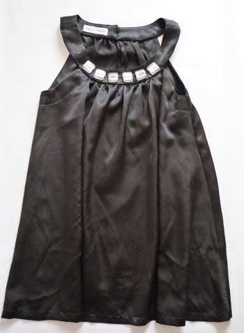 STUNNING BLACK SATIN DRESS WITH BEADED DETAIL!!