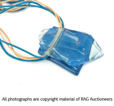 Hand-blown Glass Pendant Necklace On Wax Cord