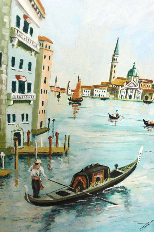 Original P.Tonelli Painting On on Board In Frame