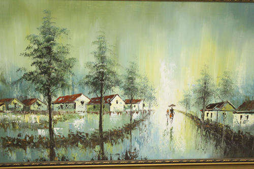 Large Original Tibor Painting On Canvas In A Stunning Wooden Frame