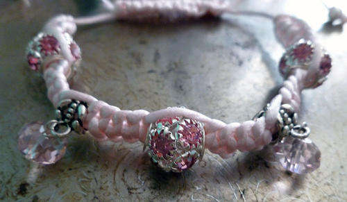 Lauren Michelle Collection Hand Woven Pink Adjustable Friendship Bracelet