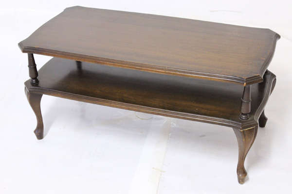 Solid Wood Imbuia Double Shelf Table